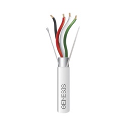 GENESIS 2204-1101 Bobina de 305 Metros (1000 Pies) de Cable 4 x 22 AWG BLINDADO / RISER / Color Blanco / Para Aplicaciones de Audio Seguridad y Control