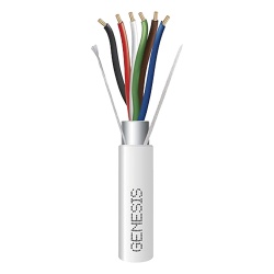 GENESIS 3216-1012 Carrete de 305 Metros (1000 Pies) / Cable de Cobre / 6 x 18 AWG / Plenum / Color Blanco / Blindado / Para Aplicaciones de Alarmas de Intrusion / Control de Acceso / Automatizacion /