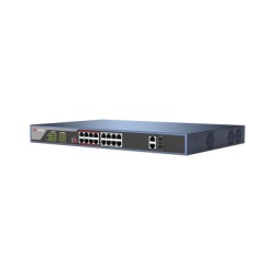 HIKVISION DS-3E03-18PE Switch PoE 250 Metros Larga Distancia / 16 Puertos 802.3at (30 W) 100 Mbps + 2 Puertos Gigabit + 2 Puertos SFP