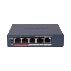 HIKVISION DS-3E1105P-EI/M Switch PoE+ / Monitoreable / 4 Puertos 10/100 Mbps PoE+ / 1 Puerto 10/100 Mbps Uplink / Configuracion Nube Hik-PartnerPro / Modo Extendido hasta 300 Metros / 45 W