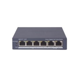 HIKVISION DS-3E1506P-EI/M Switch Gigabit PoE+ / Administrable / 4 Puertos 1000 Mbps PoE+ / 2 Puertos 1000 Mbps Uplink / Configuracion Nube Hik-PartnerPro / Modo Extendido hasta 300 Metros / 45 Watts