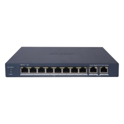 HIKVISION DS-3E1510P-EI/M Switch PoE+ Administrable / 8 Puertos Gigabit PoE+ / 2 Puertos Uplink Gigabit / Alcance Extendido 300 m (984.3 ft) / 60 W / Gestión en Nube
