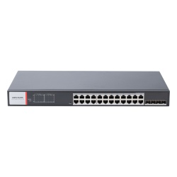 HIKVISION DS-3T1528HP-SI-24P4F Switch Industrial Administrable / 24 Puertos Gigabit PoE+ / 4 Puertos SFP / Alcance Extendido 300 m (984.3 ft) / 370 W / Gestión en la Nube