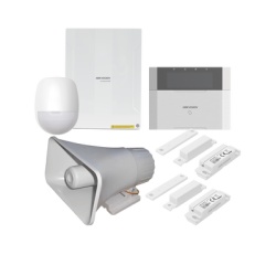 HIKVISION DS-PHA64-LP/PACK(30W) Kit Panel de Alarma Híbrido / 64 Zonas Cableadas e Inalámbricas / Teclado LCD con Lector de Tags / Sirena 120 dB IP65 / PIR 18 m Inmunidad Mascotas 10 kg