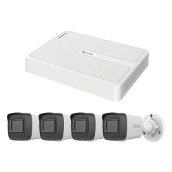 HiLook by HIKVISION KIPH4B/2MP Kit IP 2 Megapixel / NVR de 8 Canales con 8 Puertos PoE / 4 Camaras IP Bala para Exterior