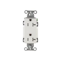HUBBELL HUB-DR20-WHI-TR Contacto Duplex Decorador 20 A 125V / Resistente a manipulaciones / 2 Polos 3 Hilos/ Nema 5-20 R / Color Blanco / Grado Industrial.