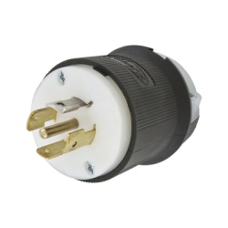 HUBBELL HUB-HBL-2511 Clavija Industrial con Bloqueo de Media Vuelta / 20 A 120/208 V CA / 4 Polos 5 Hilos / Color Blanco y Negro / Nema L21-20P/ Grado Industrial