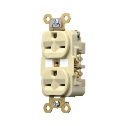 HUBBELL HUB-HBL-566-2I Contacto Duplex 15 A 250 V / 2 Polos 3 Hilos / Nema 6-15R / Grado Industrial /Color Marfil.