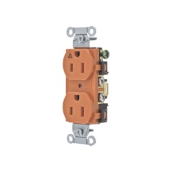 HUBBELL HUB-IG-5252 Contacto Duplex Conexion a Tierra Aislada/ 15A 125V/ 2 polos 3 Hilos/ Nema 5-15R /Grado Comercial/ Color Naranja.