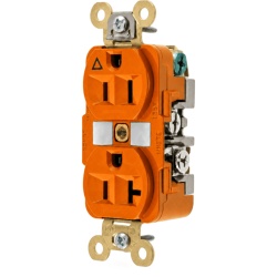 HUBBELL HUB-IG5362 Contacto Duplex Conexion a Tierra Aislada/ 20 A 125 V/ 2 polos 3 Hilos/ Color Naranja/ Nema 5- 20R/ Grado Industrial.