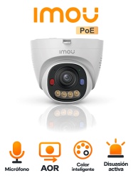 IMOU IPC-PS8D-5V0 - Cámara Turret IP de 5 Megapixeles/ Lente Fija 2.8 mm/ Smart Color/ Disuasión Activa con Luz Roja y Azul/ Microfono / AOR MODE / Detección de Personas y Vehículos/ PoE/ IP67/ H.265