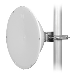 JIROUS JRC-24DD-MIMO Antena direccional de Alto Rendimiento/ Parabola profunda para mayor aislamiento al ruido / 24.5 dBi / (4.9 - 6.4 GHz) / Conectores N-Hembra / Facil Montaje y Soporte de acero ino