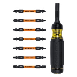 KLEIN TOOLS 32315-HD Desarmador Multipunta 15 en 1 / Matraca Resistente / Siete Puntas de Doble Extremo / Grado Industrial / Mango Cushion-Grip / Resistente al Impacto