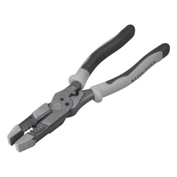 KLEIN TOOLS J215-8CR Pinza Hibrida con Ponchadora de 8". Pela Cable Solido de 10-14 AWG y Cable Trenzado de 12-16 AWG