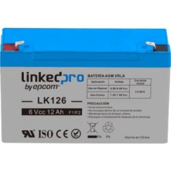 LINKEDPRO BY EPCOM LK-126 Batería de respaldo 6 V | 12 Ah | AGM | Especial para Seguridad Electrónica | UPS | Sistemas de Emergencia | Vida útil 5 años | Terminales F1 + Adaptador F2