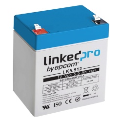 LINKEDPRO BY EPCOM LK5.512 Bateria de respaldo 12 V | 5.5 Ah | AGM | Especial para Seguridad Electronica | UPS | Sistemas de Emergencia | Vida util 5 anos | Terminales F1 + Adaptador F2