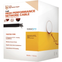 LINKEDPRO BY EPCOM PRO-CAT-6-PLUS/500-V2 Bobina de Cable de 152.5 Metros (500 Pies) Cat6+ Calibre 23 Alto Desempeno Super Flexible UL Color Azul para Aplicaciones de Video Vigilancia HD y Redes de Dat