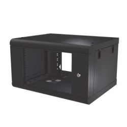 LINKEDPRO SR-1906-LH2G Gabinete de Pared de 6U con Puerta de Cristal Templado 479.5 mm de Profundidad Rack de 19 Acero Reforzado Color Negro.
