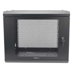LINKEDPRO SR1909LH3P Gabinete de Pared de 9U con Puerta Perforada 455 mm de Profundidad Rack de 19 Acero Reforzado Color Negro.