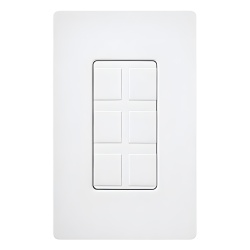 LUTRON ELECTRONICS CA6PFWH Marco de 6 puertos personalizable para conectores de red fibra optica coaxial y telefonia linea Claro color blanco