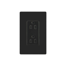 LUTRON ELECTRONICS CAR15BLS Tomacorriente duplex de 15 A y 125 V color negro brillante familia Claro apertura estilo Designer para placas de pared Lutron sin tornillos (placa se vende por separado)
