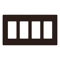LUTRON ELECTRONICS CW4-BR Placa de pared Claro de 4 espacios acabado brillante color cafe sin tornillos visibles para atenuadores apagadores y controles Pico de Lutron