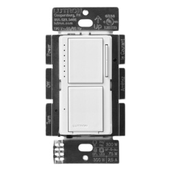 LUTRON ELECTRONICS MACLL3S25SW Dimmer y apagador combinados de pared 300 W incandescente/halogena o 75 W LED/CFL apagador 300 W / 2.5 A sin cable neutro linea Lutron Maestro