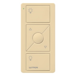 LUTRON ELECTRONICS PJ23BRLGIVL01 Control Pico inalambrico de 3 botones con subir/bajar intensidad color marfil para Caseta RA2 Select RadioRA2 y Vive