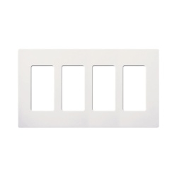 LUTRON ELECTRONICS SC-4-SW Placa de pared de 4 espacios sin tornillos acabado satinado color Snow para atenuadores e interruptores Maestro Diva Skylark y controles Pico