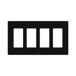 LUTRON ELECTRONICS SC4MN Placa de pared de 4 espacios sin tornillos visibles acabado satinado color Midnight (gris oscuro) para atenuadores y controles Lutron con apertura tipo designer