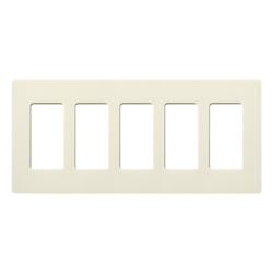 LUTRON ELECTRONICS SC5BI Placa de pared 3 espacios color blanco para atenuador (dimmer) switch o control remoto PICO inalambrico.
