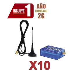 M2M SERVICES KIT10MINI012G KIt de 10 Comunicadores de Alarma MINI012G con Antena 2G / Incluyen 1 Ano de Cobertura / Aplicacion Gratuita / Cero Configuracion / Compatible Honeywell/DSC/CROW/PIMA