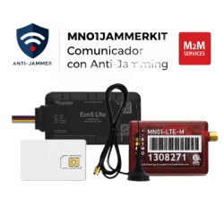 M2M SERVICES MN01JAMMERKIT Kit Comunicador Celular LTE-M / Deteccion Anti-Jammer / 500 MB / 2 Anos / Compatible con Paneles TIP/RING