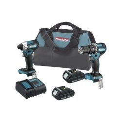 MAKITA DLX-2414-YX7 Kit de Rotomartillo Atornillador DHP487Z + Atornillador de Impacto DTD157Z incluye 2 Baterias BL1815N 1 Cargador DC18SD y Maleta de lona.