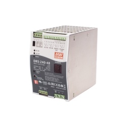 MEANWELL DRS24048 Fuente de Poder Industrial de 240W con Cargador de Baterias salida 48Vcc 5A para montaje Riel Din