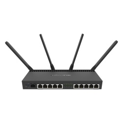 MIKROTIK RB4011IGSPLUS5HACQ2HND-IN Router con Wi-Fi 4x4 MU-MIMO hasta 2 watts de potencia antenas de 3 dBi 10 puertos Gigabit 1 Puerto SFP+