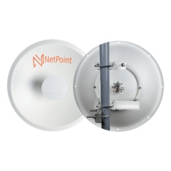 NetPoint NPPROUW 1 Antena Direccional Dual-Polaridad MLO Alto Rendimiento / diametro de 39.6 cm / 4.9-7.2 GHz / Ganancia 27 dBi / SLANT de 45 Â° o 90 Â° / Conector N-Hembra / Montaje jumpers y radomo