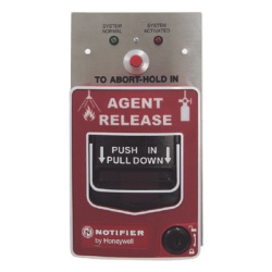 NOTIFIER NBG-12LRA Estacion de liberacion de agente de doble accion con boton de aborto e indicadores de encendido y liberacion para sistemas de extincion con agente limpio