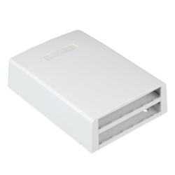 PANDUIT CBXF12WH-AY Caja de Montaje en Superficie con Accesorio para Resguardo de Fibra Optica para 12 Modulos Mini-Com Color Blanco