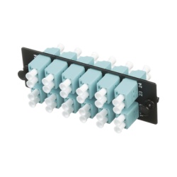 PANDUIT FAP12WAQDLCZ Placa Acopladora de Fibra Optica FAP con 12 Conectores LC Duplex (24 Fibras) para Fibra Multimodo OM3/OM4 Color Aqua