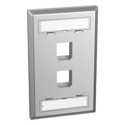 PANDUIT NKF2S Placa de Pared Vertical Salida Para 2 Puertos Keystone Con Espacios Para Etiquetas de Acero Inoxidable
