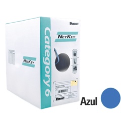 PANDUIT NUC6C04BU-ME Bobina de Cable UTP 305 Metros (1000 Pies) de Cobre NetKey Reelex Azul Categoria 6 (24 AWG) 1000Mbps PVC (CM) de 4 Pares
