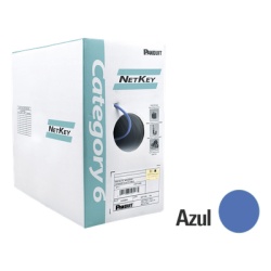 PANDUIT NUR6C04BU-M Bobina de Cable UTP 305 Metros (1000 Pies) de Cobre NetKey Azul Categoria 6 (24 AWG) 1000Mbps Riser (CMR) de 4 Pares