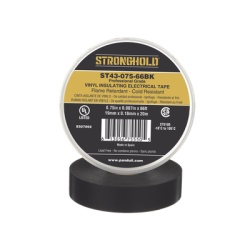 PANDUIT ST43-075-66BK Cinta Electrica STRONGHOLD para Aislar de PVC Uso Profesional en Construccion Electrica Grosor 0.18mm (7 mil) Ancho 19mm y 20m Largo Color Negro.