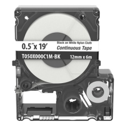 PANDUIT T050X000C1M-BK Casete de Etiquetas de Nylon de Cinta Continua Color Negro Sobre Blanco Uso Interior/Exterior 12 (0.5 Pulgadas) mm de Ancho x 6 Metros (19.69 Pies) de Largo