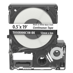 PANDUIT T050X000C1M-BK Casete de Etiquetas de Nylon de Cinta Continua Color Negro Sobre Blanco Uso Interior/Exterior 12 (0.5 Pulgadas) mm de Ancho x 6 Metros (19.69 Pies) de Largo