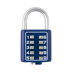 PHILLIPS-ASSA ABLOY MX7686 Candado Digital de Combinacion M40 / No Requiere Llave / Combinacion unica integrada por 4 digitos / Color Azul.