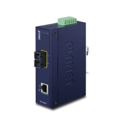 PLANET IFT-802T Convertidor de Medios Industrial Multimodo Puertos 10/100 Base-TX a 100 Base-FX Interfaz SC Hasta 2 km Carcasa IP30 Soporta Temperatura de -40 a 75Â°C.