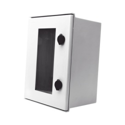 PRECISION PST-3040-20PT Gabinete de Poliester IP65 Puerta Transparente Uso en Intemperie (300 x 400 x 200 mm) con Placa Trasera Interior de Plastico (Incluye Chapa y Llave).