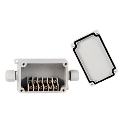 PRECISION PST-TJ6P Caja de Conexion Exterior con Conexion Lateral para 6 Lineas (doble tornillo). Incluye Glandulas.